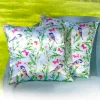 2 housses satin oiseaux