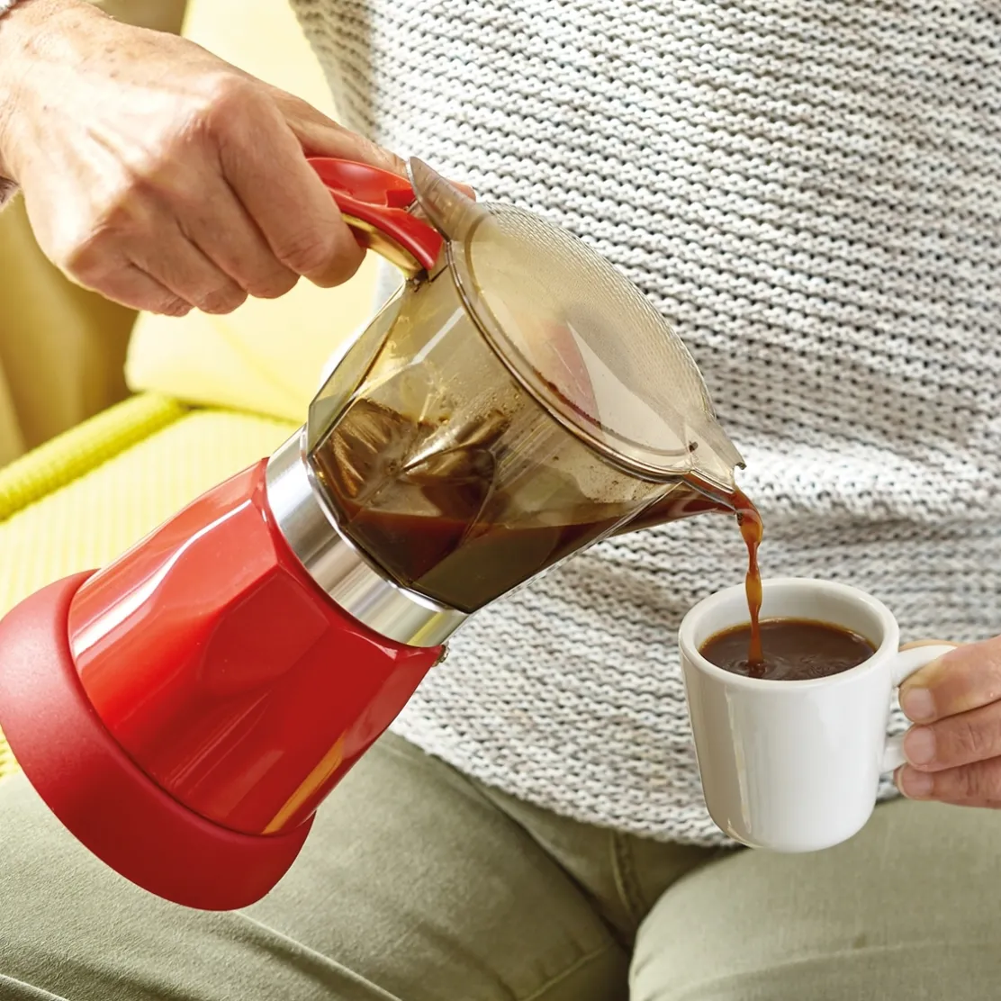 Cafetière italienne électrique rouge
