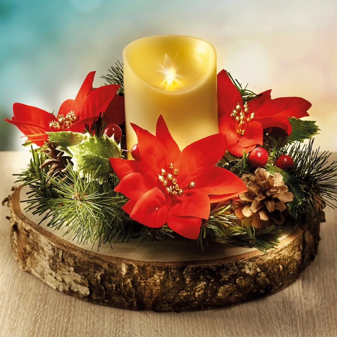Centre de table Poinsettias LED