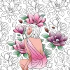 Grands carrés d'art thérapie Femmes fleurs