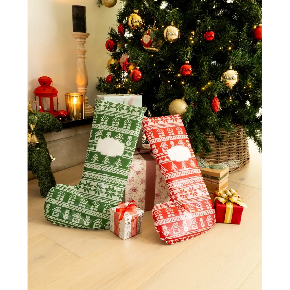 Lot de 12 emballages cadeaux chaussettes