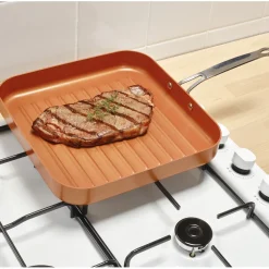 Poêle grill cuivrée