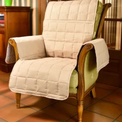 Protège fauteuil matelassé beige / Protège canapé matelassé 2 ou 3 places beige