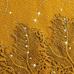 Pull dentelle & strass jaune